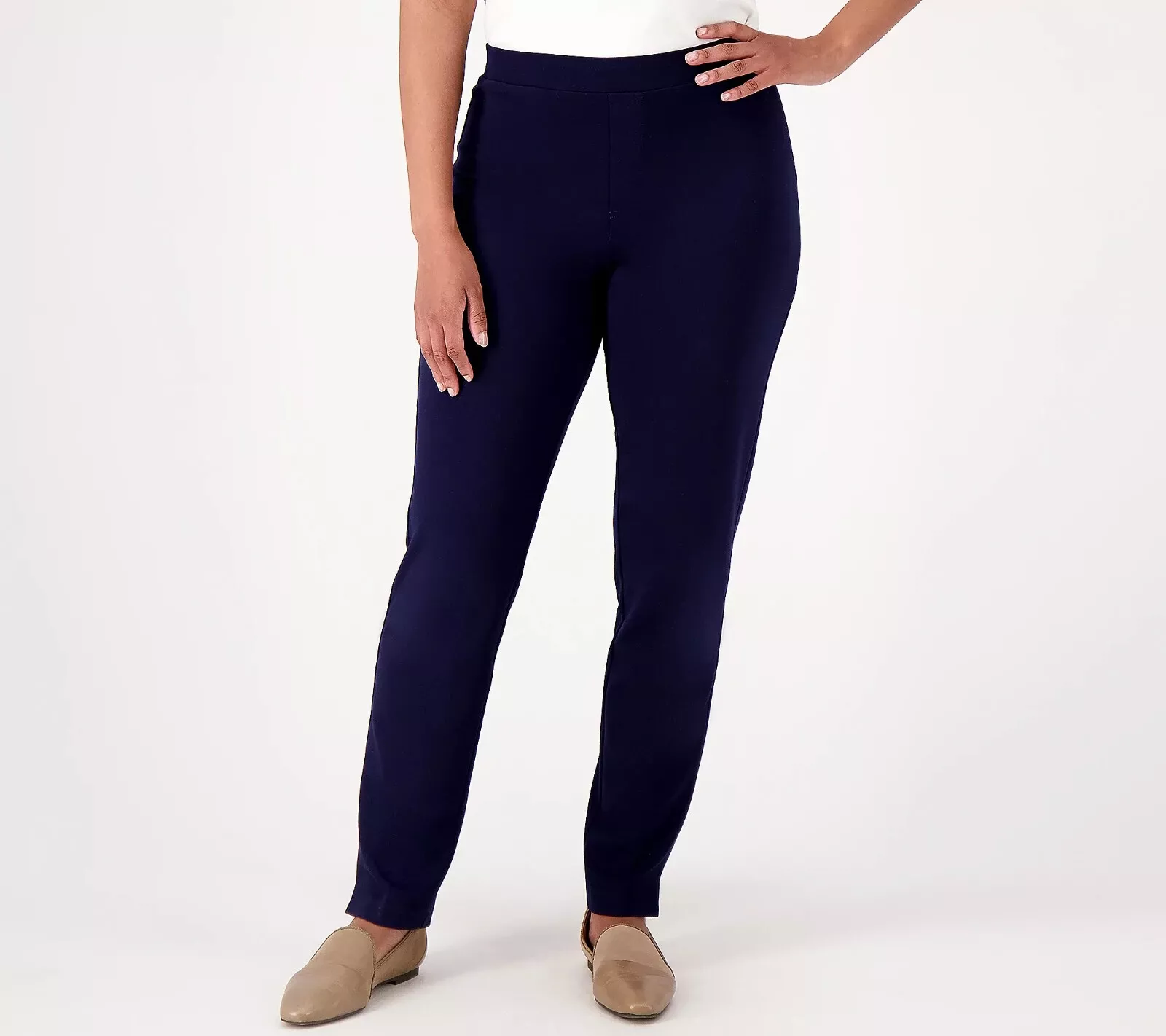 Pantalon à enfiler Susan Graver Everyday Reg Supreme tricot jambes fines bleu marine 1X A544681