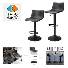 Bar Stools Set of 2 Counter Height, Swivel Barstools with Footrest and L Shap...