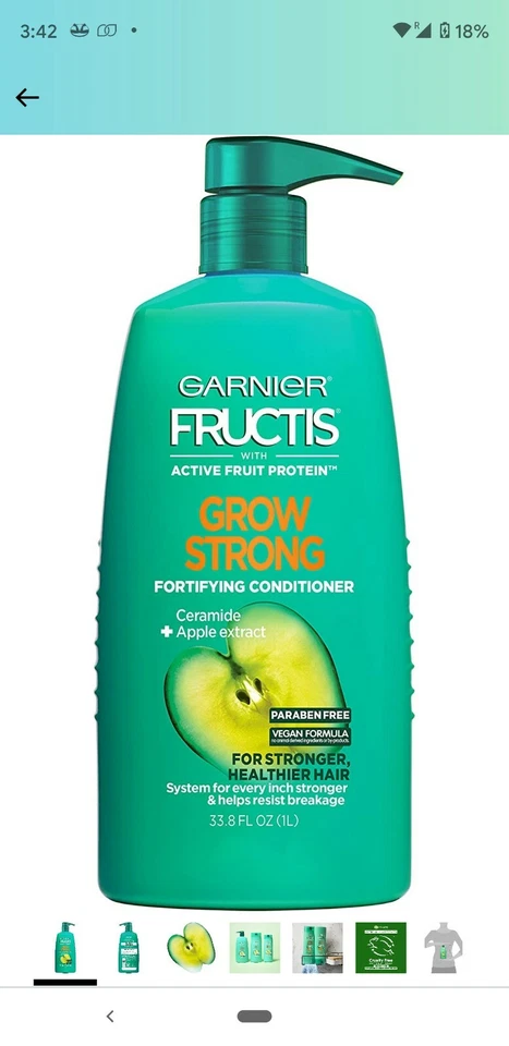 6 x Garnier Fructis Grow Strong Conditioner, 33.8 fl. oz.6 Pack - Image 2 of 4