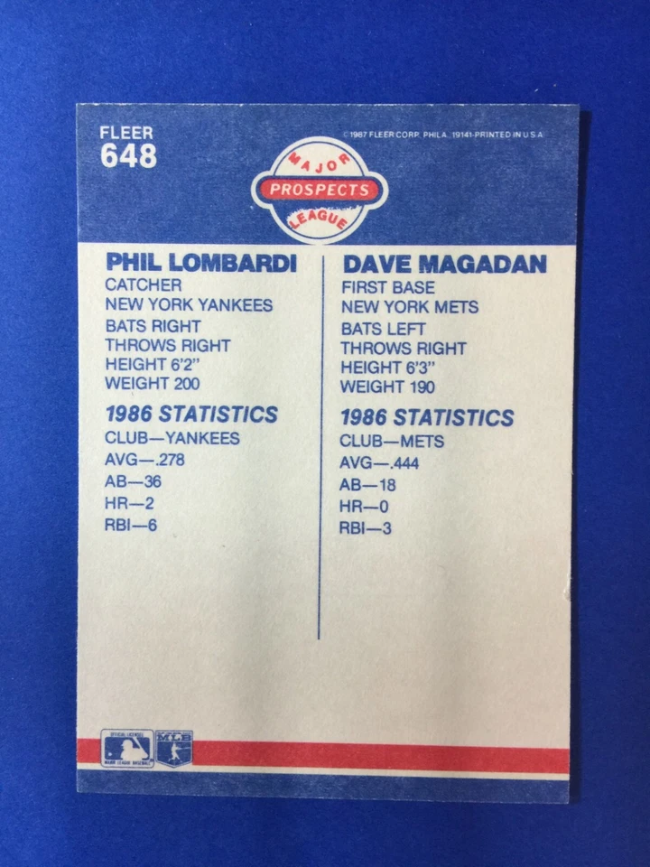 1987 Fleer Set Break #648 ML PROSPECT MAGADAN Glossy NM-MT or BETTER C03021129 - Image 2 of 4
