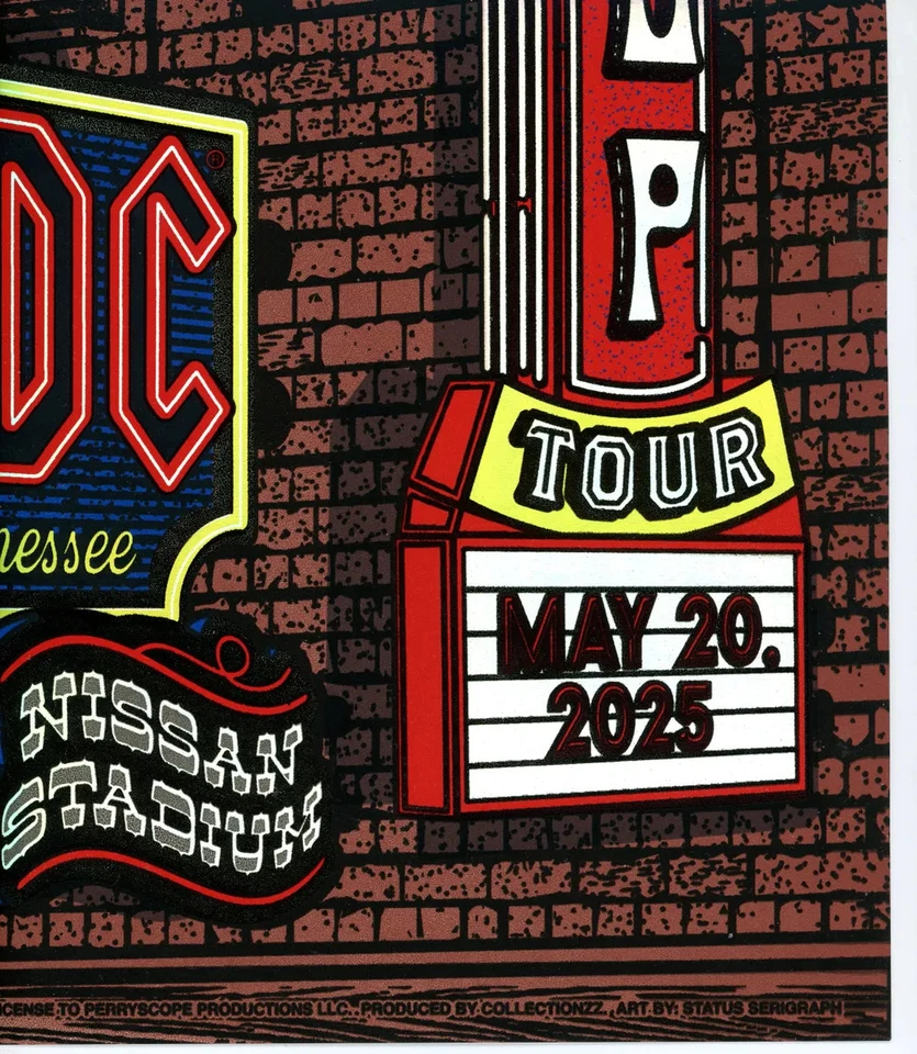 AC/DC Edición Limitada/75 Lámina de Oro Nashville TN 2025 Power PWR Up Tour 18 X 24 Foto 3 de 3