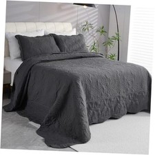 Quilt Set King Size Soft Lightweight Dark Grey King 106"x96" Style4 Dark Grey