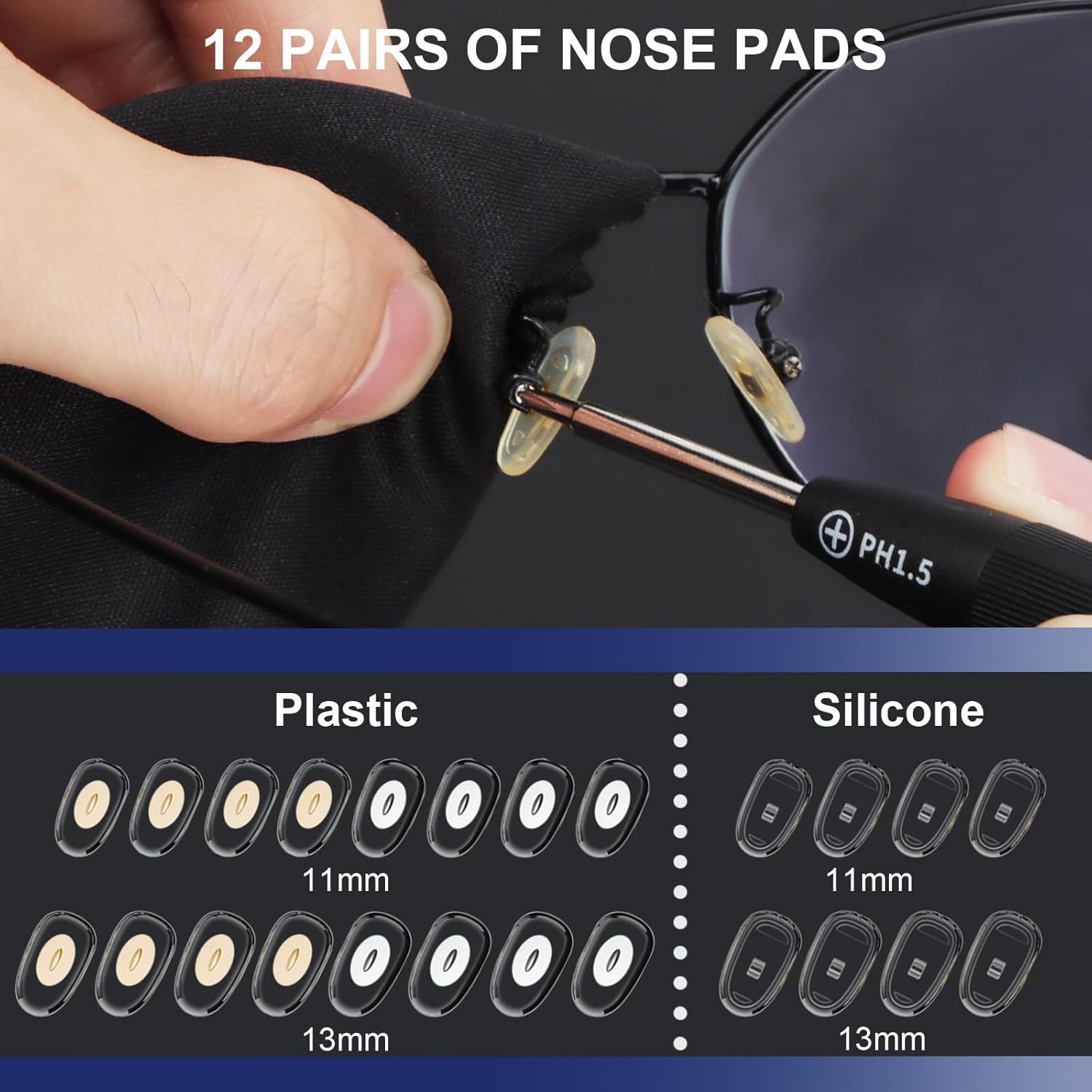STREBITO Glasses Repair Kit, All-in-One Eyeglass Repair Kit with 16 Sizes of Scr