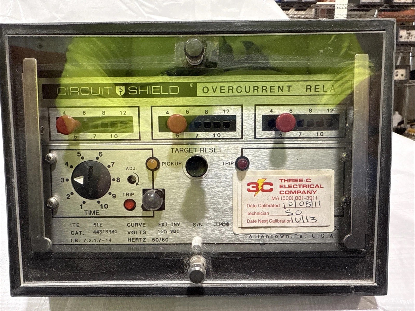 ITE / ABB POWER CIRCUIT SHIELD OVERCURRENT RELAY TYPE 51E 443T3340 125 Volt DC