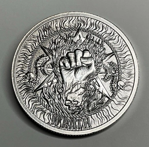 SEVEN DEADLY SINS – WRATH – 1 OZ .999 PURE SILVER BU ROUND