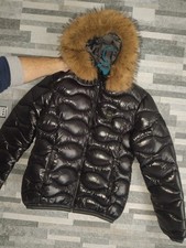 blauer Damen schwarz mit Fell und abnehmbarem Logo S- L-M-XL