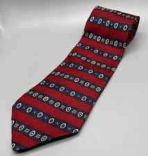 Tommy Hilfiger Men’s Tie Necktie Red Blue 100% Silk Striped Classic Made In USA