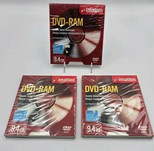 (x3) Imation DVD-RAM 9.4GB New Type I Double Sided Rewritable Disk Cartridge PC