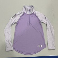 Under Armour Youth Girls Medium Heat Gear 1/4 Zip Purple Pullover Loose Fit