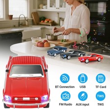 Bluetooth 1965 Retro Car Replica Speaker Rechargeable Battery FM Radio/AUX USB