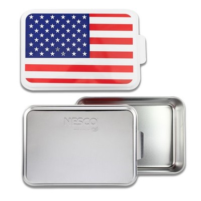 Nesco American Flag Cake Pan Bundle Usa Made 2 Lids Aluminum Baking Pan For