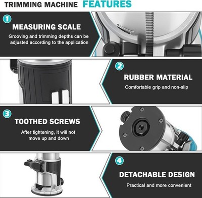Brushless Cordless Wood Router Tool – Compact Trimmer For Makita 18V Batteries, 5-Speed Adjustable, 6mm/8mm Collet For Slotting & Trimming Compact Wood Router Tool Brushless Cordless Wood Router Tool – Compact Trimmer For Makita 18V Batteries, 5-Speed Adjustable, 6mm/8mm Collet For Slotting & Trimming Compact Wood Router Tool