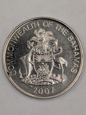 2007 Bahamas 25 Cents Sailboat Coin AU
