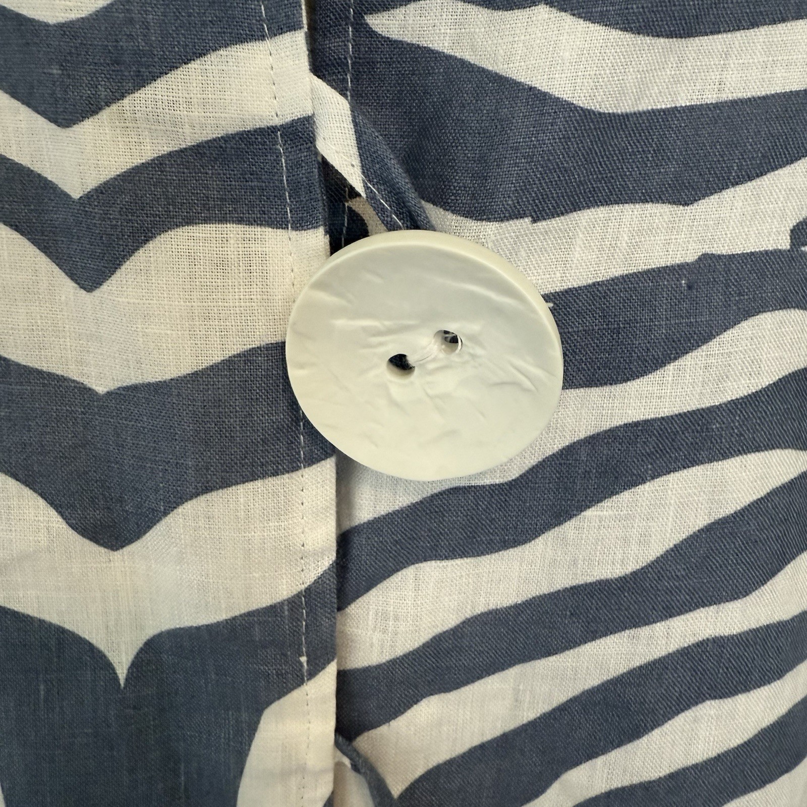 Tunica in lino pony dipinta camicia blusa giacca zebrata grigio bianco bottoni USA XL