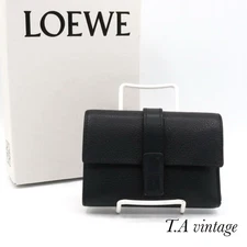 Auth LOEWE Anagram Compact Folding Wallet  Black,Japan