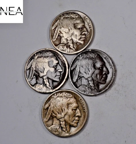 1913-D+1916+1927-S+1928-S Buffalo Nickel Set/Lot ~ Fine/VF ~ 4 Coins ~ ZBL56