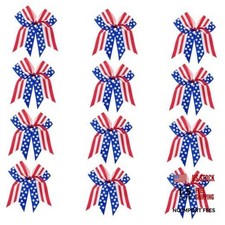 12 Pcs 7 Inch 4th Of July American Flag Cheer Hair Bows Red White Blue Red Blue