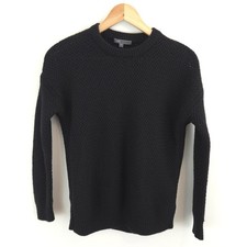 Vince Women's Black Wool Cashmere Blend Basket Weave Knit Sweater Size S