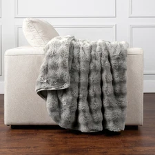 Bubble Faux Fur Throw, 60” x 70”, Cream, Gray or Brown, Washable, Fleece, NEW