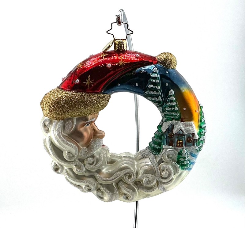 RADKO SANTA’S SILENT NIGHT WREATH GLASS CHRISTMAS ORNAMENT 1019910 (2019)