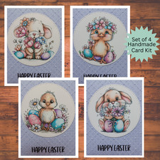 Happy Easter Die Cut Embossed Card Kit: DIY Paper Craft A2 Size w/Envelopes
