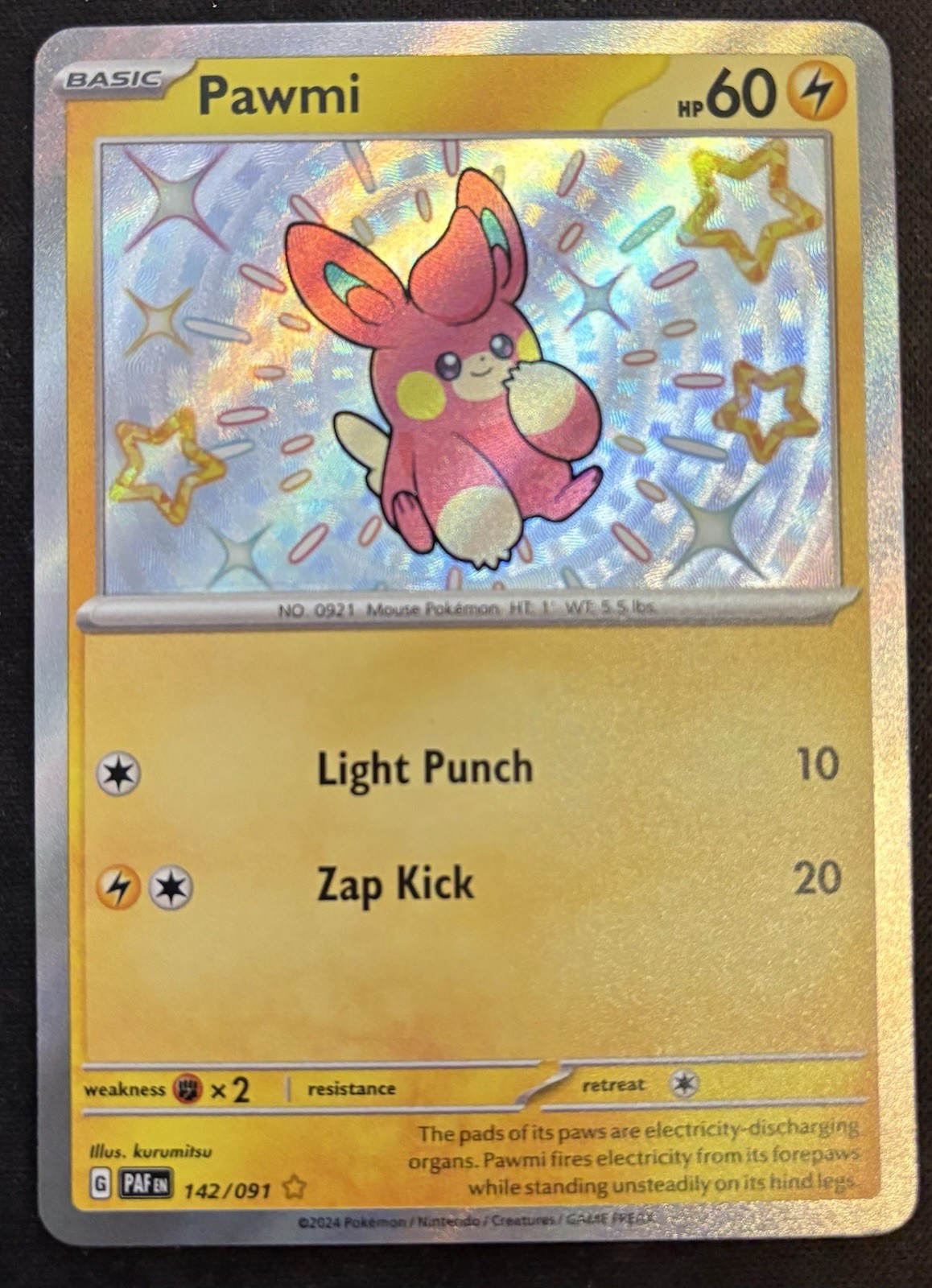 Pawmi paf 142/091 SV: Paldean Fates Holo NM