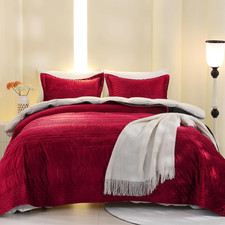 Luxury King Velvet Quilt Set,Ultra-Soft All Season Lightweight Comforter Bedsp