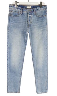 JACK & JONES Tapered/Fred Jeans Men's W32/L32 Faded Whiskers Button Fly Blue