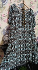 Vintage style brown turquoise white Aztec print tunic dress size 26 - 28 Cellbes