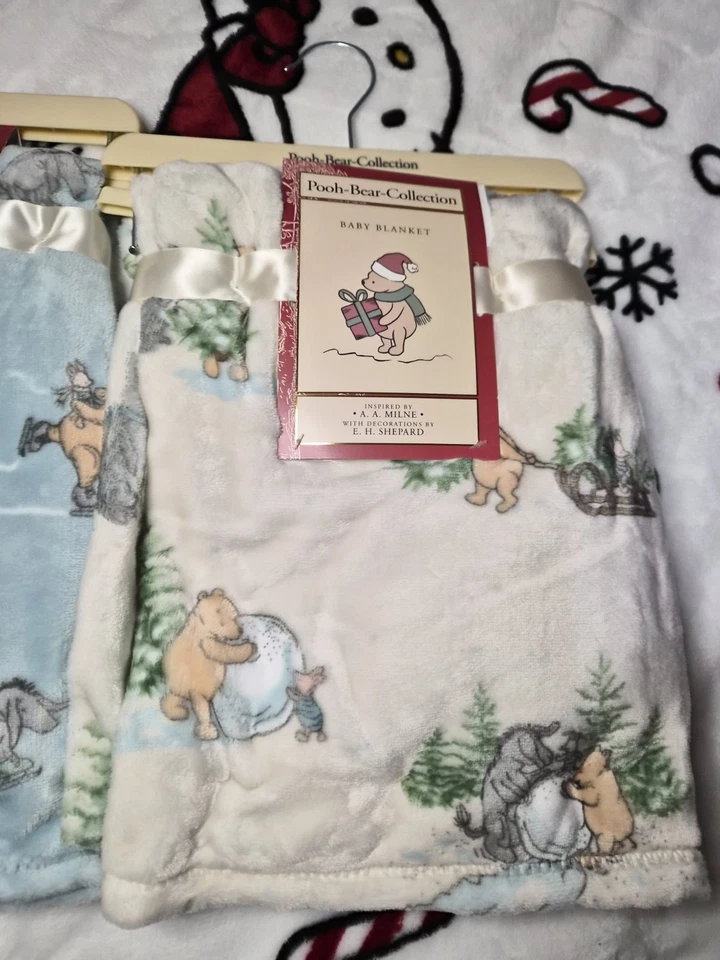 Three Christmas Winnie The Pooh Baby Blankets - New - Image 2 of 4
