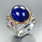 Handmade jewelry 15 ct+   Blue Sapphire Ring 925 Sterling Silver Size 8 /R467816