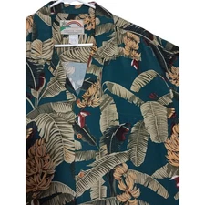 Vtg Paradise Found Hawaiian Shirt Men's XL Green Beach Banana Tree Party Boho