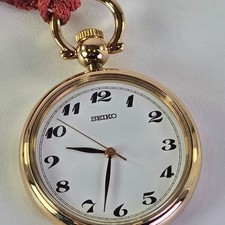 SEIKO 7N01 6010 Pocket Watch Gold Color Authentic Working Battery Replaced