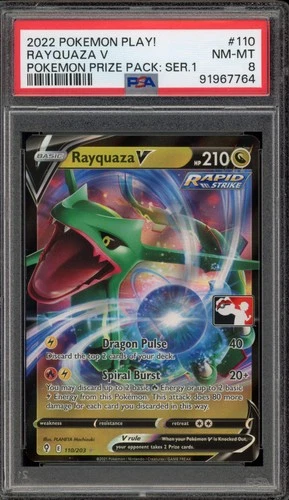 Pokemon Rayquaza V Pokemon Prize Pk. Series 1 PLAY! Holo Promo #110 PSA 8