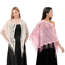 Warm Lady Scarf Shawl Solid Lace Silk Wrap Neck Stole Pashmina Soft Winter NEW