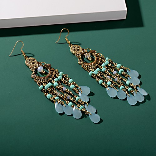 Charm Women Multi-Gemstone Seed Beads Hook Resin Crystal Drop Bohemian Earrings - Bild 37 von 108