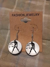 ZODIAC SIGN LIBRA Double sided Pendant Charm Dangle Earrings / hooks
