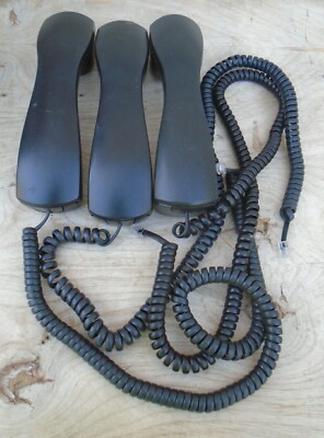 Lot of 3 NEC DTP DTU Black Replacement Handsets w/Handset Cords