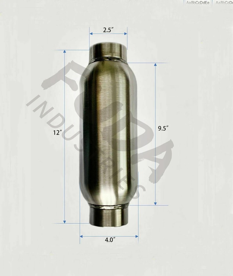 Exhaust Muffler Resonator 2.5" In/Out 12" L Universal Silencer - Foto 5