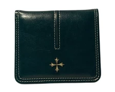 Baellerry Women Bifold Leather Mini Wallet ID Window Victorian Cross Green 8"x4"
