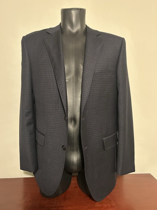 Byron British Style Men’s Blazer Sport Coat Size 40R Navy Blue Wool 2 Button
