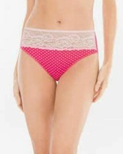 Soma Vanishing Edge S Microfiber with Lace High Leg Brief Mod Dot Pink Punch