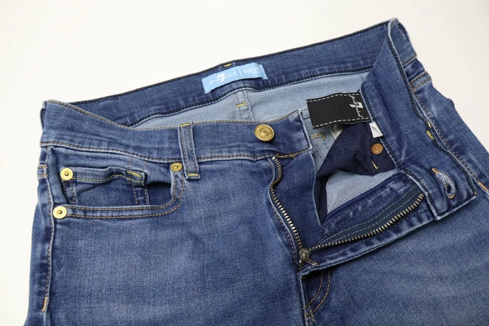 7 For All Mankind Roxanne Mujeres Jeans W28 Denim Azul Bigotes de Gato Estándar - Imagen 4 de 4