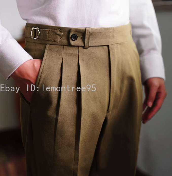 Mens Retro Gurkha High Waist Trousers Italian Paris Buckle Mens Retro Gurkha High Waist Trousers Italian Paris Buckle