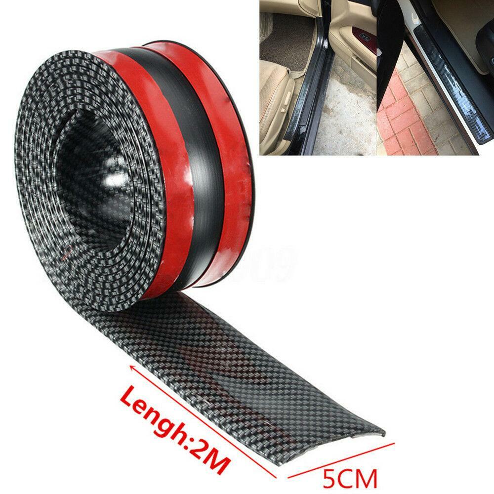 NEW 2M Carbon Fiber Style Scuff Plate Door Sill Cover Car Threshold Step Guard
