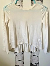 Gap Kids Girls Cream White T Shirt Long Sleeves Size M 8-9 Y