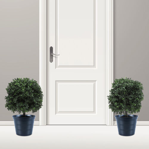 2pcs 16 inch Artificial Ball Bushes Potted Plants Artificial Potted Shrubs Decor