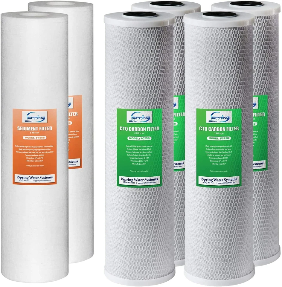 iSpring F6WGB32B 4.5" X 20" Whole House Water Filter Replacement Set Fit WGB32B