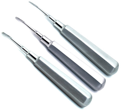 Dental Elevator Surgical Root Instruments Curved Tip 2Mm, 3Mm, 4Mm Set of 3