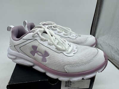 Under Armour Charged Assert 9 Running Shoes Women White Mauve Pink Sneakers -9.5